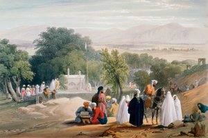 カブール皇帝バブール帝の墓1838-1842年の第一次アグロ・アフガン戦争 作： James Atkinson