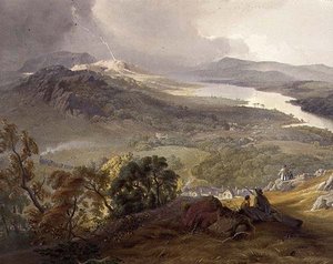 ウィンダミア湖、湖畔鉄道の詳細、「The English Lake District」より 作： James Baker (after) Pyne
