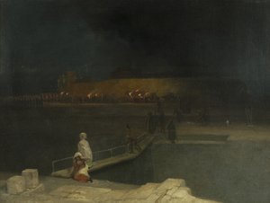 ブリストル暴動：トーチライトに護衛された囚人 作： James Baker Pyne