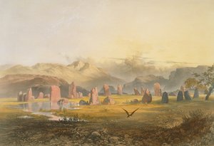 ケズウィック近くのキャッスルリッグストーンサークル、1853年の「イギリス湖水地方」 作： James Baker Pyne