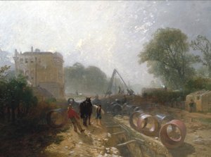 新河岸川からモンスターチューブを敷設する」1820年～1870年頃                  作： James Baker Pyne