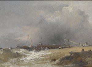 サセックス海岸のリトルハンプトン桟橋、1842年頃（キャンバスに油彩） 作： James Baker Pyne