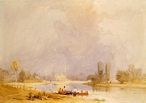テムズ川のほとりのサイオンハウス（水彩・紙） 作： James Baker Pyne