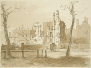 暴動後のクイーン・スクエアの西側（鉛筆・水彩・紙 作： James Baker Pyne