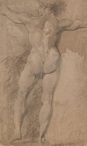 後ろから見た腕を大きく広げた男性 作： James Barry