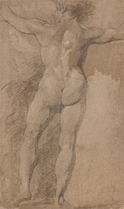 後ろから見た両手を広げた男性 作： ジェームズ・バリー
