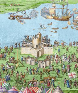 ソレントの戦いにおけるメアリーローズの沈没、1545年、1778年（彫刻）（後の着色）