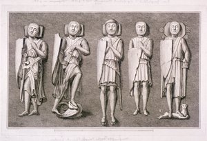 1786 年、ロンドンのテンプル教会にある 5 人の騎士の彫像。 作： James Basire I