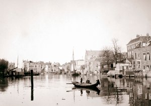運河のボート、ドルドレヒト、オランダ、1898年。 作： James Batkin