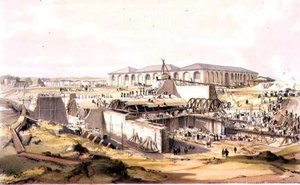 1837年4月28日にカムデン・タウンで行われた機関庫の建設。 作： James Bourne