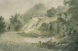 ハリファックス付近を表示します。斜面にコテージがある小道 作： James Bourne