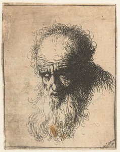 なびくひげを生やした老人の胸像：頭を前に倒し、左肩の陰影なし 作： James Bretherton