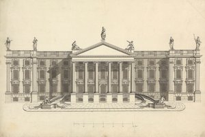 正体不明のパラディオ様式の邸宅の完成図 作： James Bruce