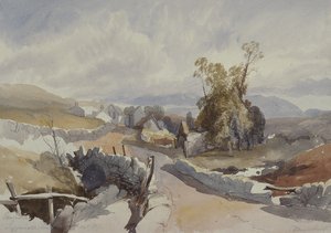 コテージのあるカントリーロード 作： James Burrell Smith