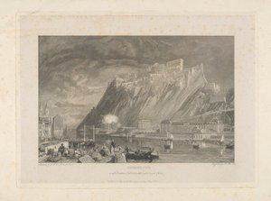Ehenbreitstein, Linnoituksen purkamisen aikana vuonna 1817 Coblentzin laiturilta. 作： James C. Allen