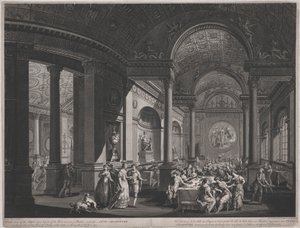 シャンペトル祭、1774 年 6 月 9 日 (晩餐室の内部) 作： James Caldwall