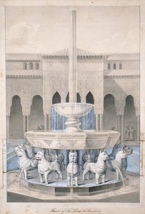 スペインのアラビア古代からのライオンズ、アルハンブラの裁判所の噴水、1815年に公開（手書きの彫刻） 作： James Cavanagh Murphy