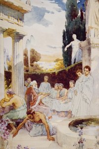 1920年に出版された、HGウェルズの「歴史の概要」からのイラスト、第1巻、アテネのアカデミー 作： James Clark