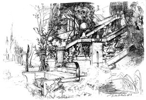 ローマ近郊の庭園、1848年c1880-1882。 作： James Clarke Hook