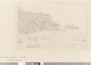 iv.1769年10月23日、ニュージーランド、テガドゥ・ベイの水飲み場の眺め 作： James Cook