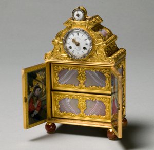 時計付きミニチュアキャビネット、c.1770-75 作： James Cox