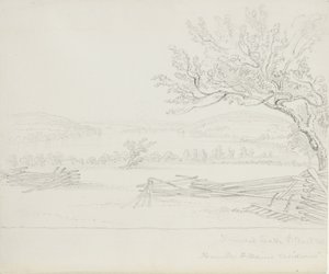 W.メインズレジデンスのダーウェント湖、1843年（クリーム色の紙の上にグラファイト） 作： James David Smillie