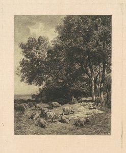 羊のいる風景 作： James David Smillie, after Charles Émile Jacque