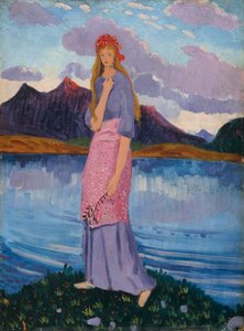 「湖のそばに立つ少女」、1911-12 作： James Dickson Innes