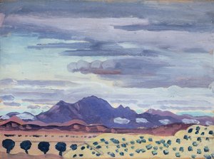 ピレネー山脈では、1911年頃（パネルに油彩） 作： James Dickson Innes