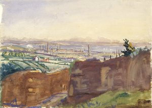 ファーネス採石場からのラネリ（水彩・紙） 作： James Dickson Innes
