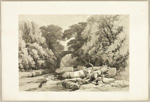 「公園と森」より、グレタ号に乗るアッシュとハンノキ 作： James Duffield Harding