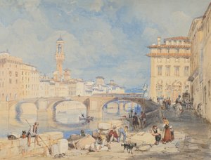 1832年以前、フィレンツェのサンタ・トリニータ橋。 作： James Duffield Harding