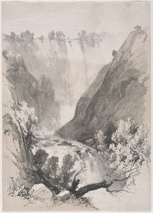国内外でのスケッチ：テルニの滝、1830年。 作： James Duffield Harding