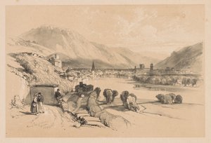 国内外のスケッチ：トレントの概観、1834年。 作： James Duffield Harding