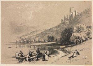 国内外のスケッチ: ライン河畔のシェーンベルク遺跡 作： James Duffield Harding