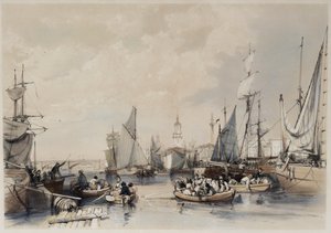 ロンドン港、1834 作： James Duffield Harding