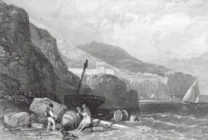 ヴィコ、ナポリ湾、イタリア（エングレーヴィング） 作： James Duffield Harding