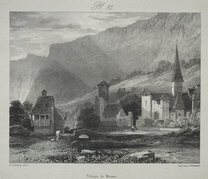 古代フランスの絵のようにロマンチックな旅。 フランシュ・コンテ：ボーム修道院、ボーム・レ・メシュー 作： James Duffield Harding