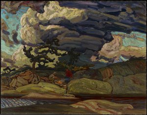 エレメンツ、1916年（木材パルプボード上の油） 作： James Edward Hervey Macdonald