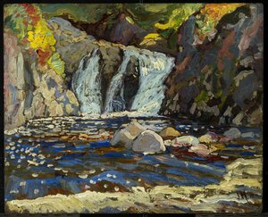 リトルフォールズ、1918年（木材とパルプの複合ボードに油彩） 作： James Edward Hervey Macdonald