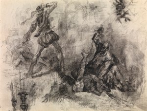 ドン・キホーテ (紙にクレヨンと黒チョーク) 作： James Ensor