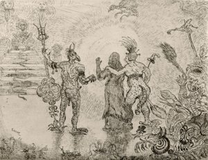 Les diables Dzitts et Hihanox conduisant le Christ aux enfers - The devils Dzitts and Hihanox lead Christ to hell 作： James Sidney Ensor