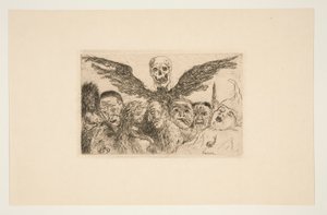 Les septs p?ch?s capitaux domin?s par la mort (The Seven Deadly Sins Dominated by Death), from ポートフォリオ Les p?ch?s capitaux (The Deadly Sins) 作： James Ensor