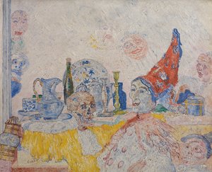 黄色いトガをまとった骸骨のピエロ 作： ジェームズ・アンソール