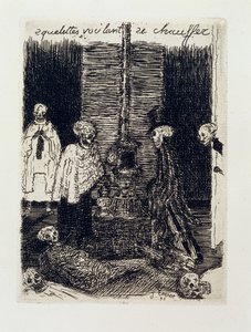 体を温めようとする骸骨 作： James Ensor
