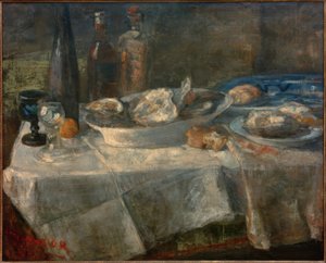 牡蠣のある静物画 作： James Sidney Ensor