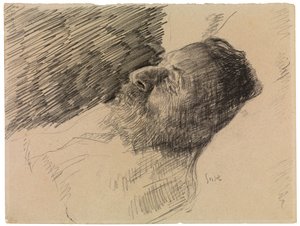 亡くなった画家の父 (紙にクレヨン) 作： James Ensor