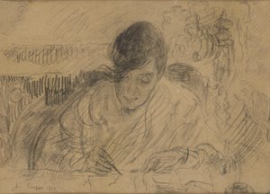 手紙を書く女性（アンソールの妹） 作： ジェームズ・アンソール