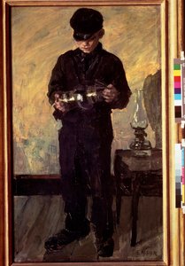 小さな石油ランプの修理工 作： James Ensor