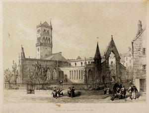 1841 年 1 月 3 日、大火後のダンディーの東教会と南教会の眺め 作： James Fenton